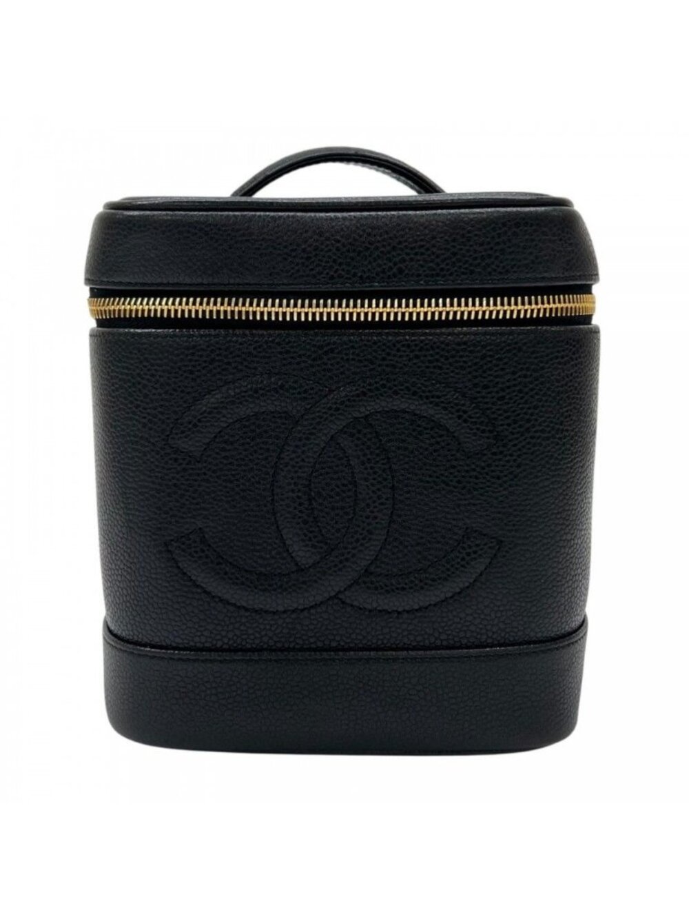 Chanel Bag Matte Caviar Leather Black Gold